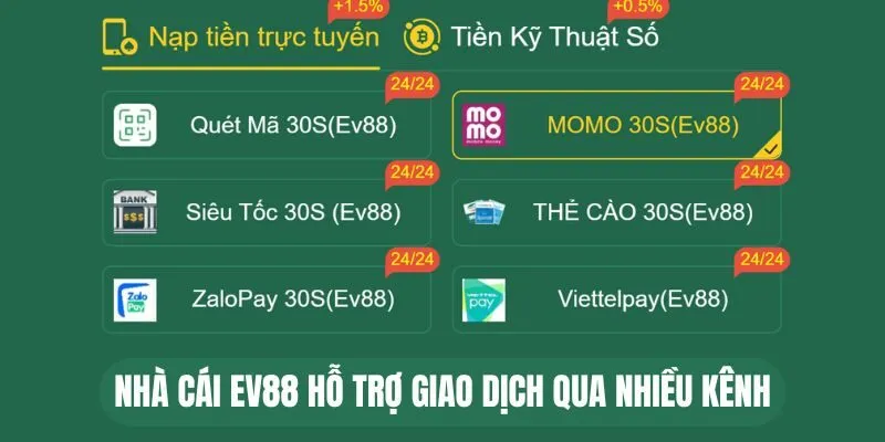 Nạp Tiền EV88 - Các Bước Đơn Giản Để Lên Vốn 1 Nhà cái EV88 hỗ trợ giao dịch qua nhiều kênh