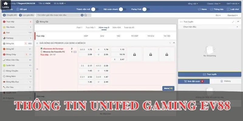 United Gaming EV88 - Game Thể Thao Hàng Đầu Thế Giới 2 Thông tin chung về sảnh United Gaming EV88